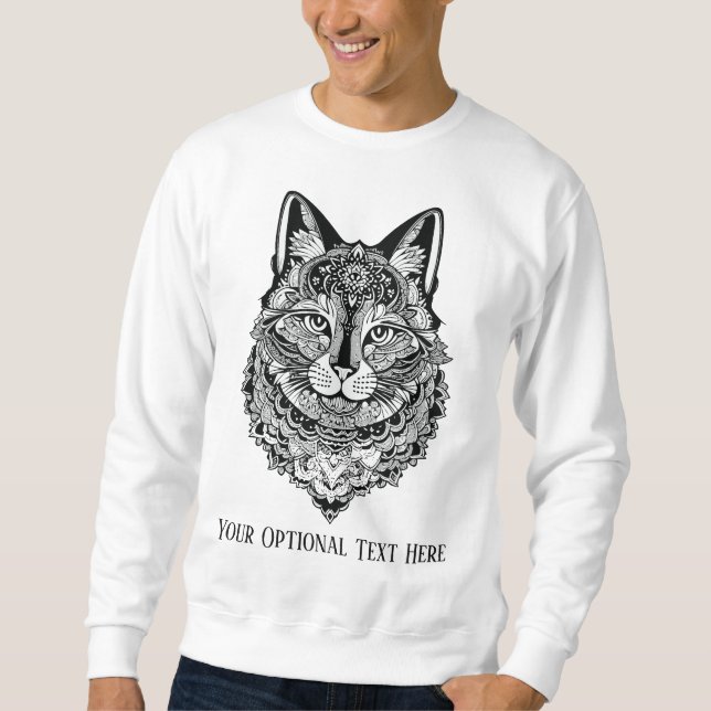 Moletom Cat Ornamental de Texto Personalizado (Frente)