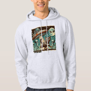 Moletom Cat OVNI Selfie: Invasão de Vintage (Hoodie Mascul