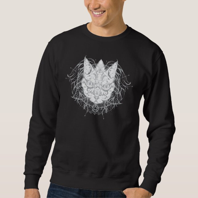 Moletom Cat Pagan Witch Wicca Oculta Fases Da Lua Do Wicca (Frente)