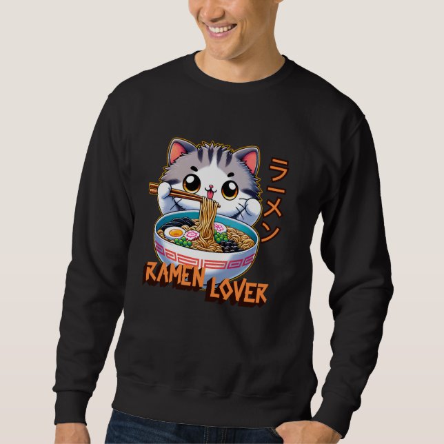 Moletom Cat Ramen Pover Noodles Japoneses Engraçado (Frente)