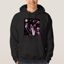Moletom Cat UFO Selfie: Pixel Art #12 (Gato Rosa) Hoodie