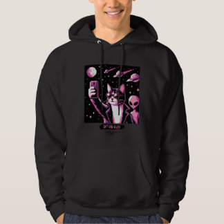 Moletom Cat UFO Selfie: Pixel Art #12 (Gato Rosa) Hoodie