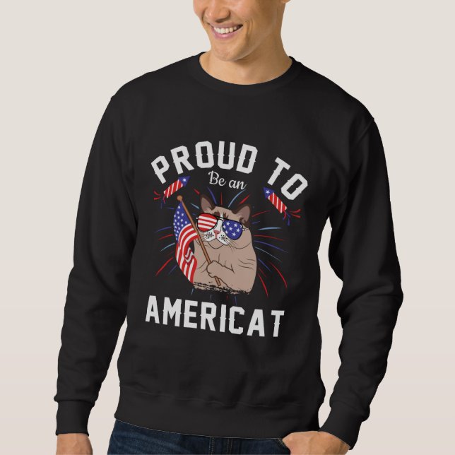 Moletom Cat US Flag Sunglasses Proud To Be An Americat (Frente)