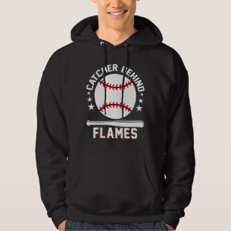 Moletom Catcher Atrás das Chamas Branco Jogando Beisebol