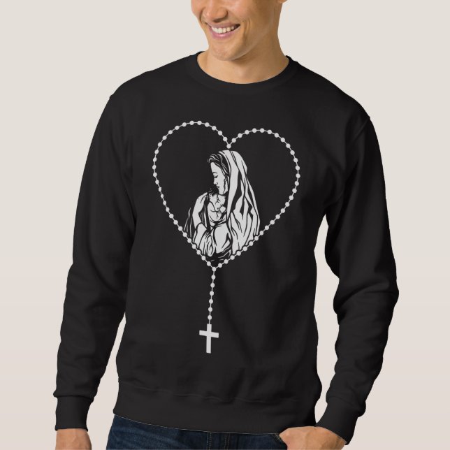 Moletom Católica Cristã Rosária Virgem Maria Jesus (Frente)