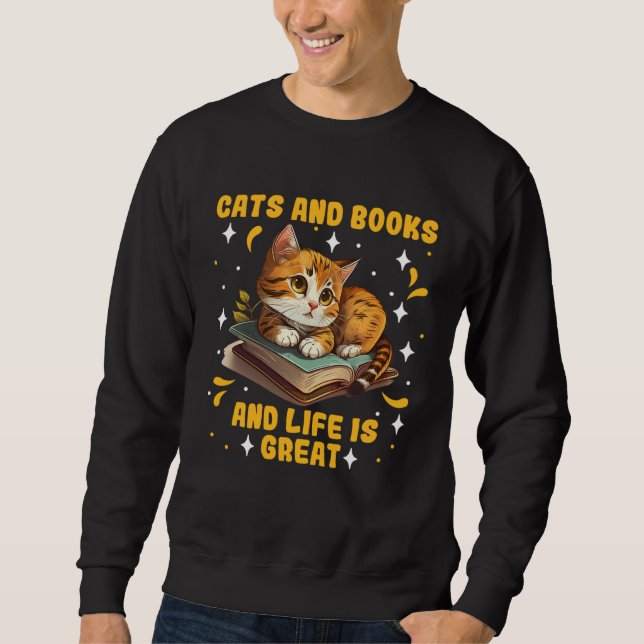 Moletom Cats and Books Cat  Book  Booknerd Cat fans (Frente)