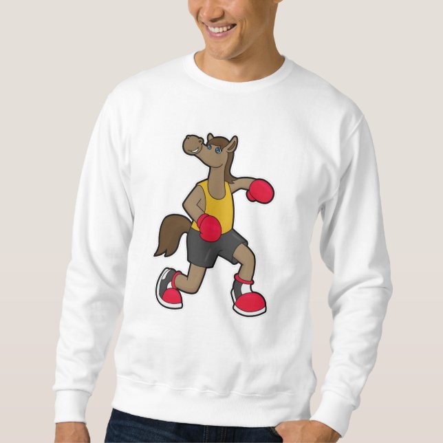 Moletom Cavalo como Boxer com luvas in a box (Frente)