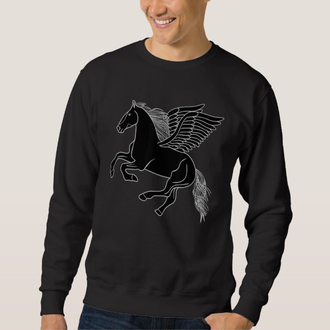 Moletom Cavalo Negro Com Asas Pegasus (Frente)