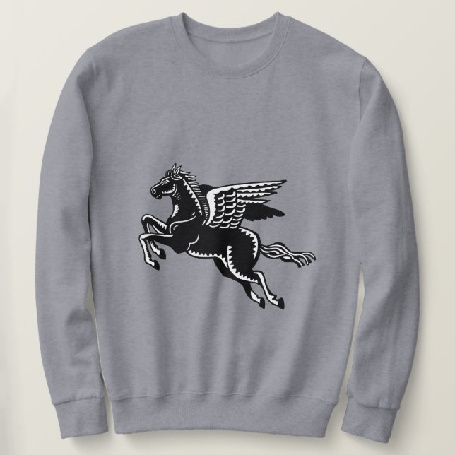 Moletom Cavalo Voador - Preto e Branco (Frente do Design)
