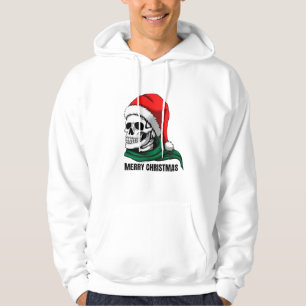 Moletom Caveira de Natal Gótica com Chapéu de Papai Noel –
