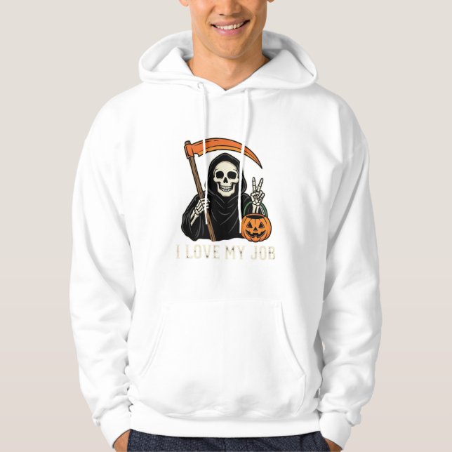 Moletom Ceifador Eu Amo Meu Trabalho Design de Halloween (Frente)