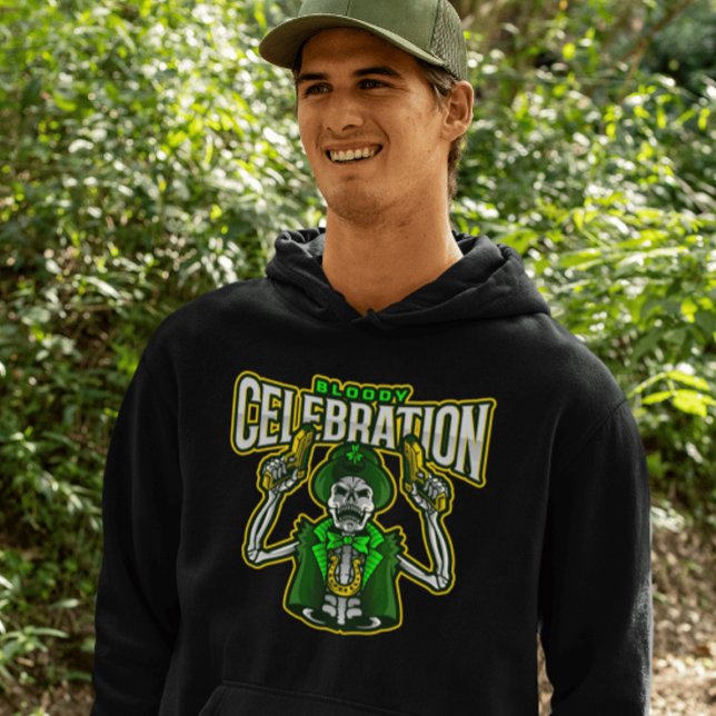 Moletom Celebração Sangrenta Skeleton Leprechaun Hoodie (Criador carregado)