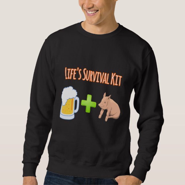Moletom Cerveja de Sobrevivência e Design de Porcos (Frente)