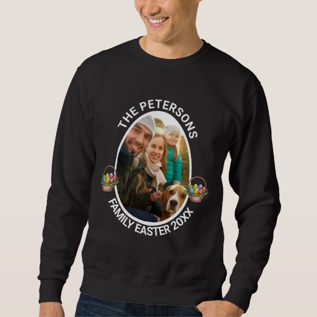 Moletom Cesta de Ovos de Páscoa com Foto Personalizada da  (Frente)