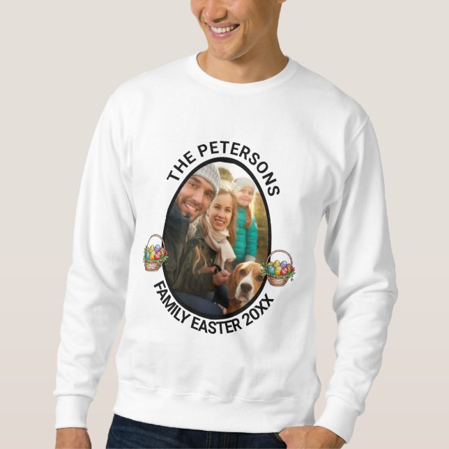 Moletom Cesta de Ovos de Páscoa com Foto Personalizada da  (Frente)