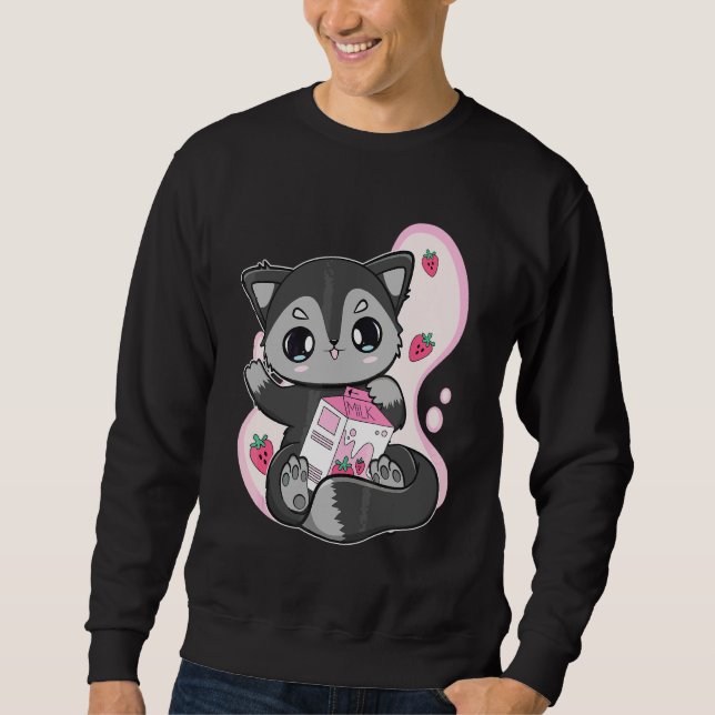 Moletom Chá Bubble De Leite De Morango Black Fox Para Boba (Frente)
