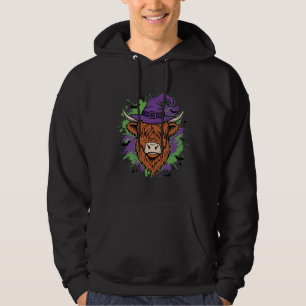 Moletom Chapéu de Bruxa Cow Highland Halloween Vetor Vinta
