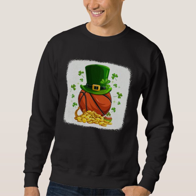Moletom Chapéu de Leprechaun de Bola de Basquete Trevo Irl (Frente)