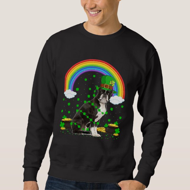 Moletom Chapéu de Leprechaun Irlandês Boston Terrier Dia d (Frente)