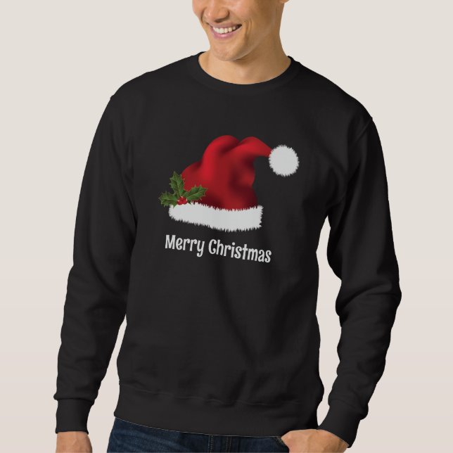 Moletom Chapéu Vermelho de Papai Noel Com Azevinho de Nata (Frente)