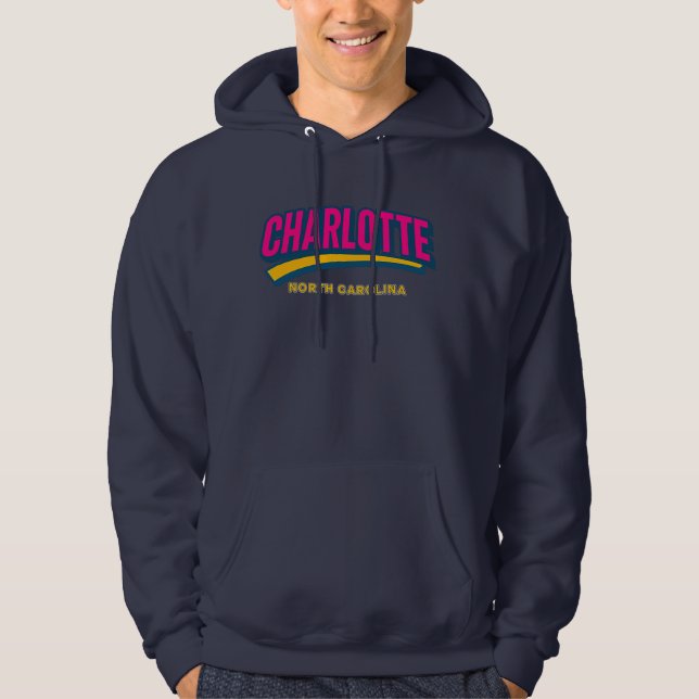 Moletom Charlotte North Carolina Bold City Design - Retro (Frente)