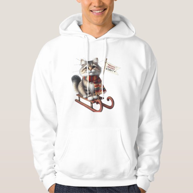 Moletom ​Charming Kitten on Sled: "Meowy Snowy Day! (Frente)