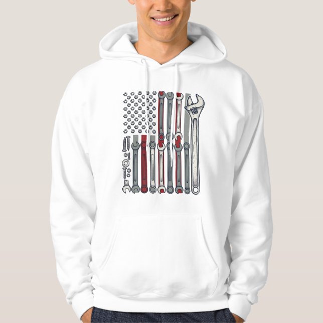 Moletom Chave de Mecânico Bandeira Desenho Vetorial de Gra (Frente)