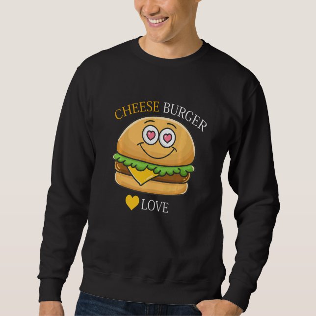 Moletom Cheeseburger French Fry & Hamburger Comida Heart (Frente)