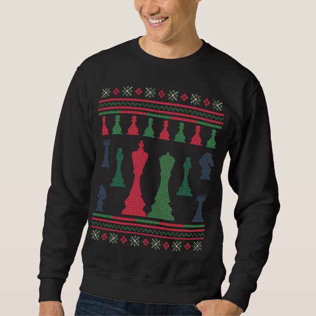 Moletom Chess Players Feia Natal Sweater King Queen (Frente)
