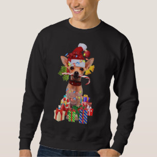 Moletom chihuahua Christmas Santa Hat Xmas Lights chihuahu