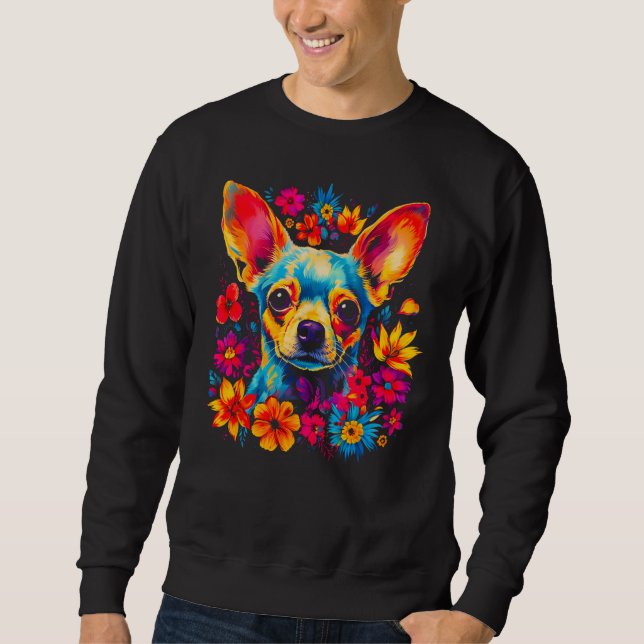 Moletom Chihuahua Dog Flowers (Frente)