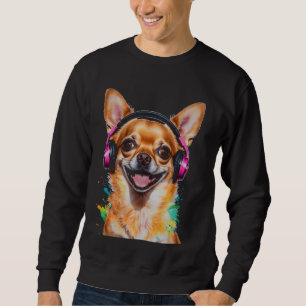 Moletom Chihuahua Fones de ouvido Cachorro Engraçado Impre