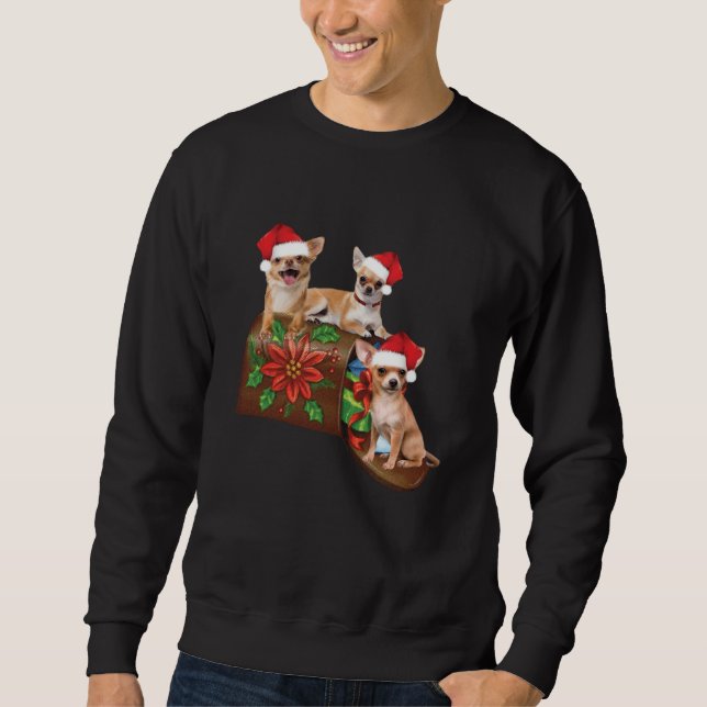 Moletom Chihuahua na caixa - Letra Enfeites de natal Cute (Frente)