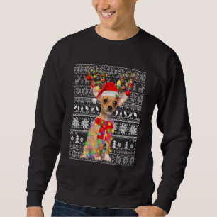Moletom Chihuahua Ugly Christmas Reindeers Lights for Dog