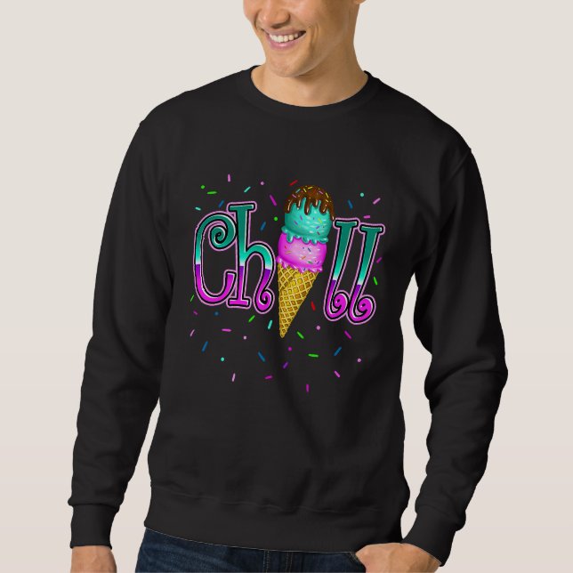 Moletom Chill Cute Sweet Pink Teal Ice Cream Sprinkle (Frente)