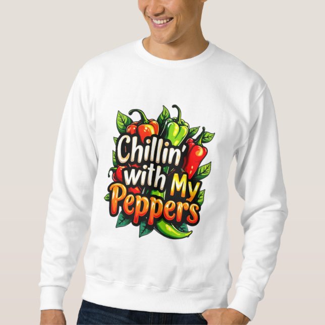 Moletom Chillin' com meus pimentões - Gráfico infantil col (Frente)
