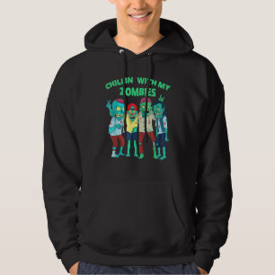 Moletom Chillin Com Meus Zombies Halloween Engraçado Zombi