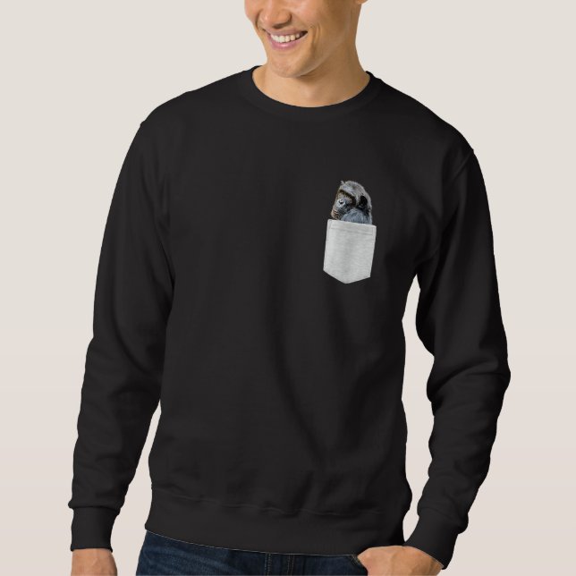 Moletom Chimpanzé Falso Pocket Art Macaco Chimp Ape Animal (Frente)
