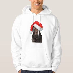 Moletom Chocolate Lab Picture Santa Hat Cachorro
