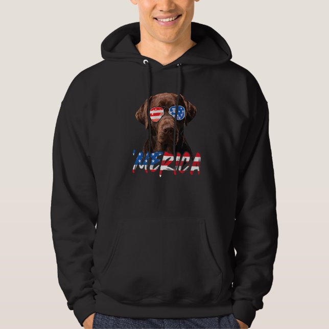 Moletom Chocolate Labrador American Flag Lab 4th Of J (Frente)