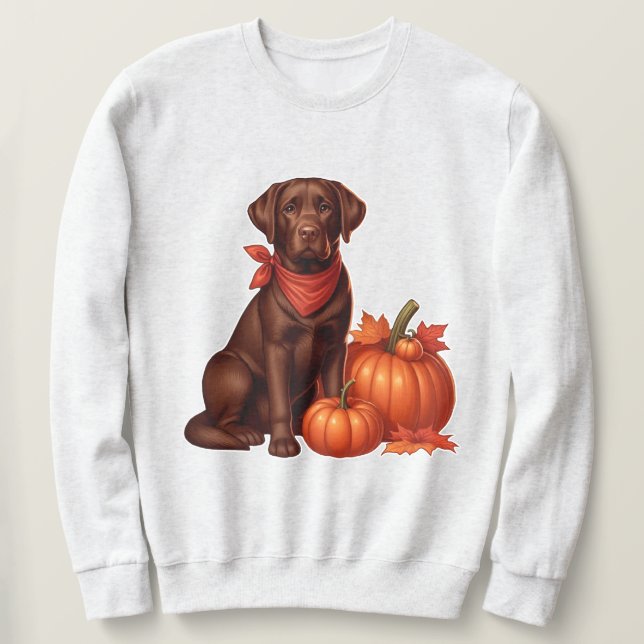 Moletom Chocolate Labrador com Red Bandana por Pumpkins (Frente do Design)