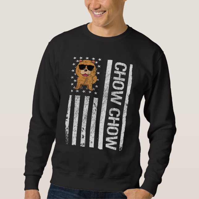 Moletom Chow Chow American Flag Funny Chow Chow Dog Lo (Frente)
