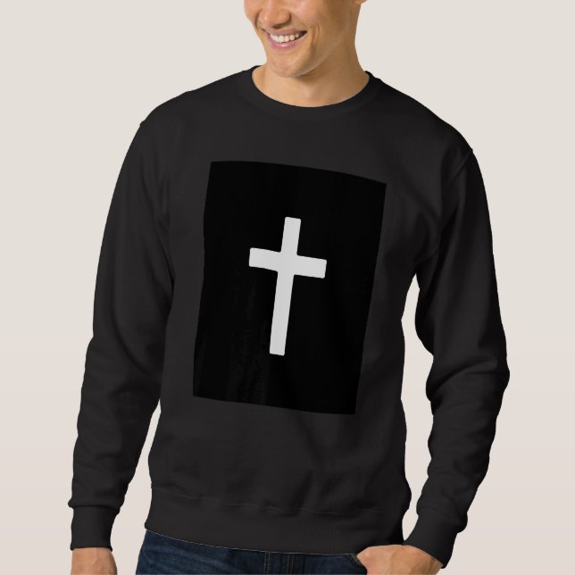 Moletom Christian Cross Crucifix Black Background Jesus Bi (Frente)