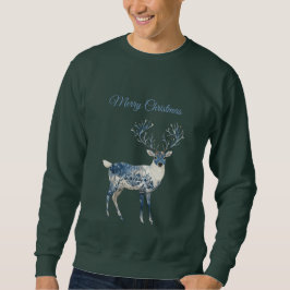 Moletom Christmas Blue White Chic Deer
