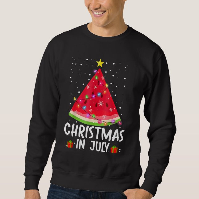 Moletom Christmas In July Watermelon Santa Summer Tree (Frente)
