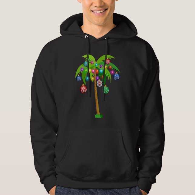 Moletom Christmas Lights Palm Tree  Hawaii Beach Tropical  (Frente)