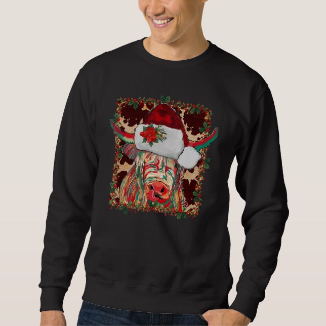 Moletom Christmas Longhorn Cow Cute  Christmas Western (Frente)