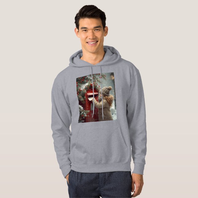 Moletom Christmas mailbox hoodie cozy warm festive wear (Frente Completa)
