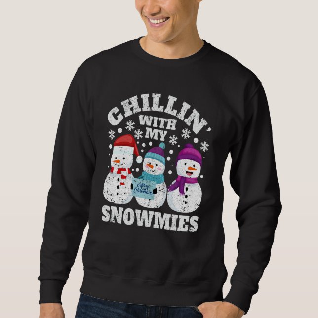 Moletom Christmas Snowman Xmas PJs Chillin With My Snowmie (Frente)