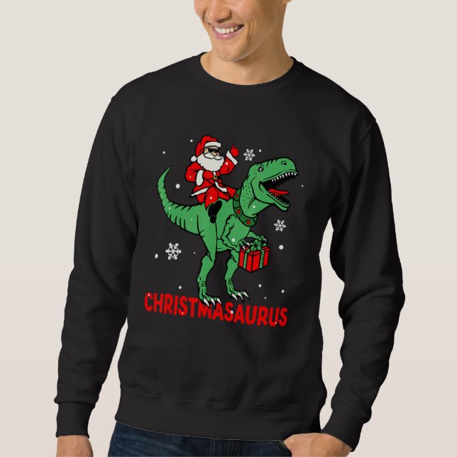 Moletom Christmasaurus Santa Dinosaur Rex Christmas Pajama (Frente)